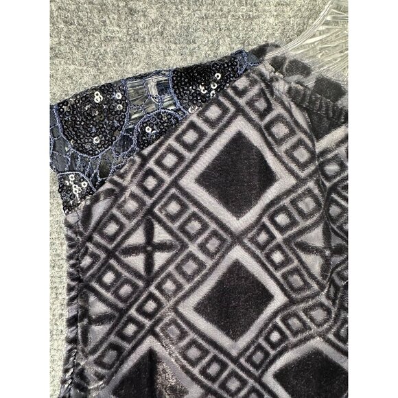 Lucky Brand Blue Cocktail Velvet Embellished Lace Sequin Dress XS Boho Gatsby - Picture 12 of 13